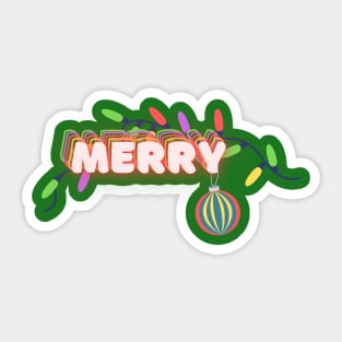 Merry - Neon Lights and Ornaments Sticker